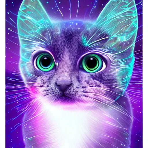 Image similar to a cute galactic alien kitten, hyper detailed, digital art