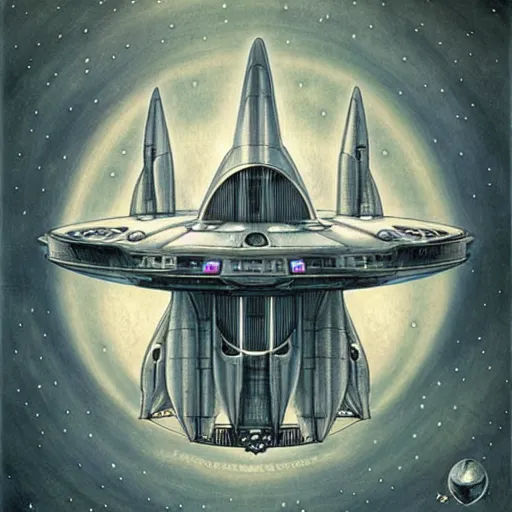 Image similar to design only, symmetry, starship enterprise, by jean - baptiste monge