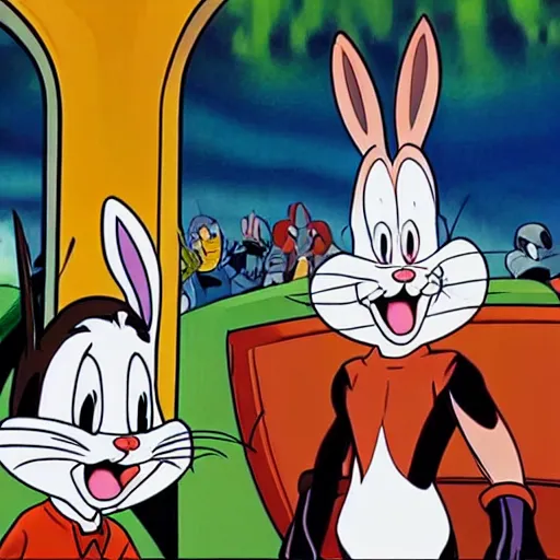 Image similar to bugs bunny screenshot from marvel movie