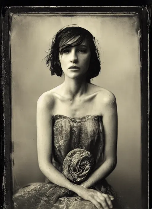 Prompt: portrait of a young women, photo realistic, elegant, award winning photograph, parallax, cinematic lighting, ambrotype wet plate collodion by richard avedon and shane balkowitsch