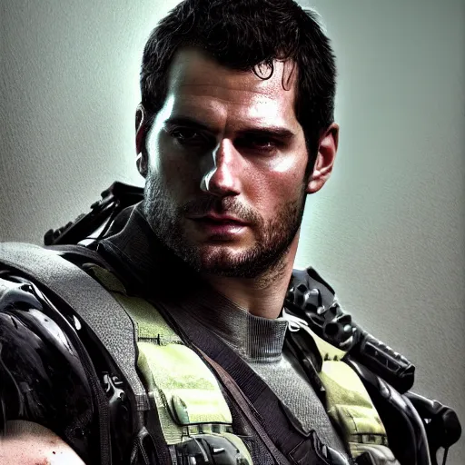 Prompt: henry cavill as chris redfield, au naturel, hyper detailed, digital art, trending in artstation, cinematic lighting, studio quality, smooth render, unreal engine 5 rendered, octane rendered, art style by klimt and nixeu and ian sprigger and wlop and krenz cushart