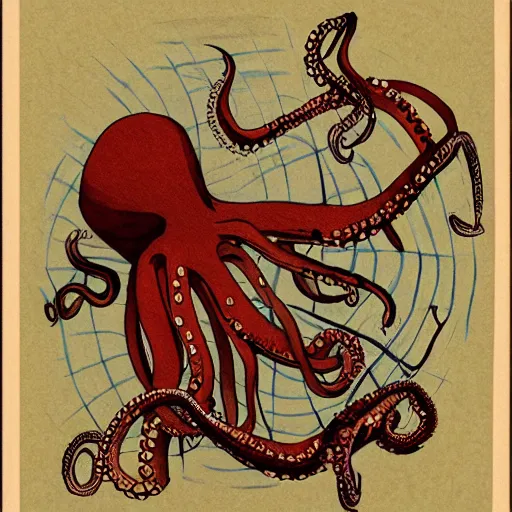 Image similar to illustration of an octopus drummer