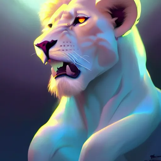 Prompt: portrait of an anthro albino lion, game design fanart by concept artist gervasio canda, behance hd by jesper ejsing, by rhads, makoto shinkai and lois van baarle, ilya kuvshinov, rossdraws global illumination radiating a glowing aura global illumination ray tracing hdr render in unreal engine 5