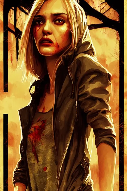 Image similar to movie poster of Daria Strokous staring in a 1980 horror movie, zombie themed, by artgerm and greg rutkowski