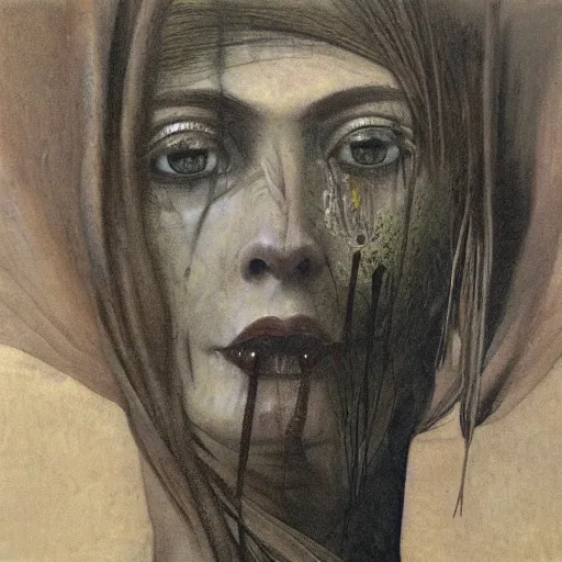 Image similar to female marthian by Beksinski