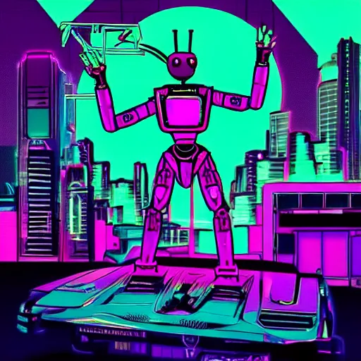 Image similar to synthwave robot spider