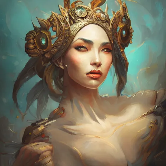 Prompt: a highly detailed portrait in the style of karmen loh and in the style of peter mohrbacher.