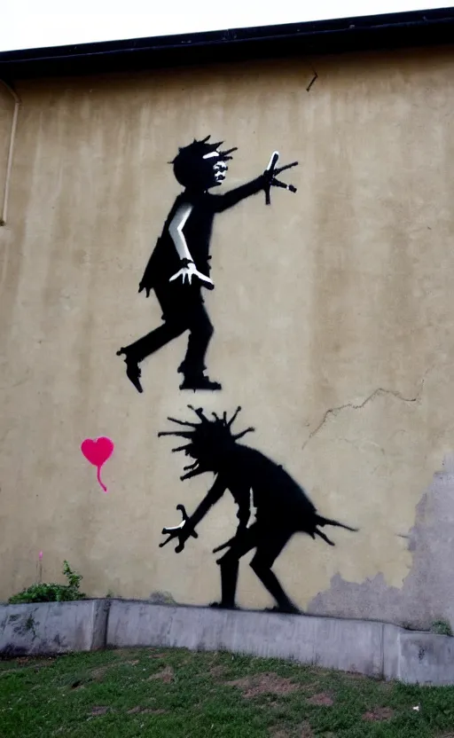 Image similar to wall with famous banksy graffiti