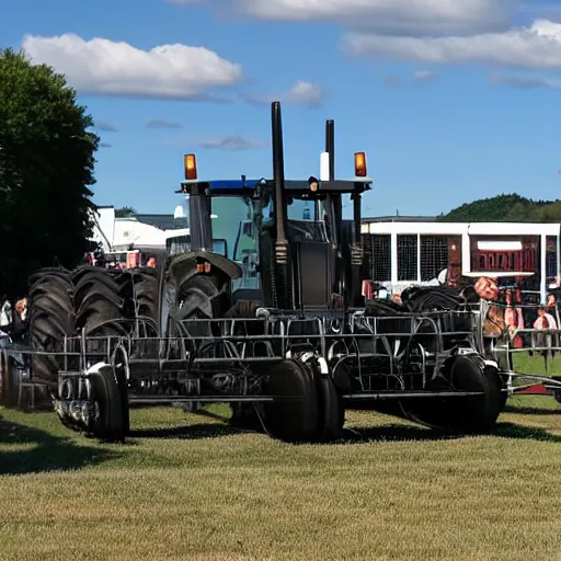 Image similar to a tractor pulling away a tank