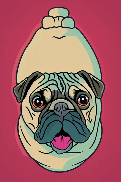 Image similar to Portrait of a drug dealer pug, sticker, andromorphic, colorful, illustration, highly detailed, simple, smooth and clean vector curves, no jagged lines, vector art, smooth