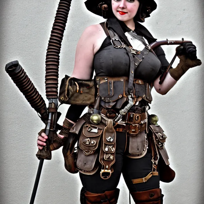 Image similar to full length photograph of a real - life very beautiful dieselpunk warrior. extremely detailed. dslr. 8 5 mm.