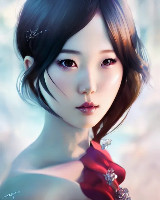 Prompt: a pin up and beautiful fashion charming dreamlike korean girl with low cut dress, character art, art by artgerm lau and kyoung hwan kim and and ilya kuvshinov and john singer sargent, hyperdetailed, 8 k realistic, symmetrical, frostbite 3 engine, cryengine, dof, trending on artstation, digital art