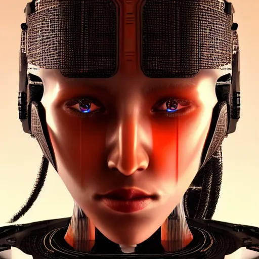 Prompt: revolt of the artificial intelligences, high detail, realistic, symmetrical face, art by unreal engine 5 art