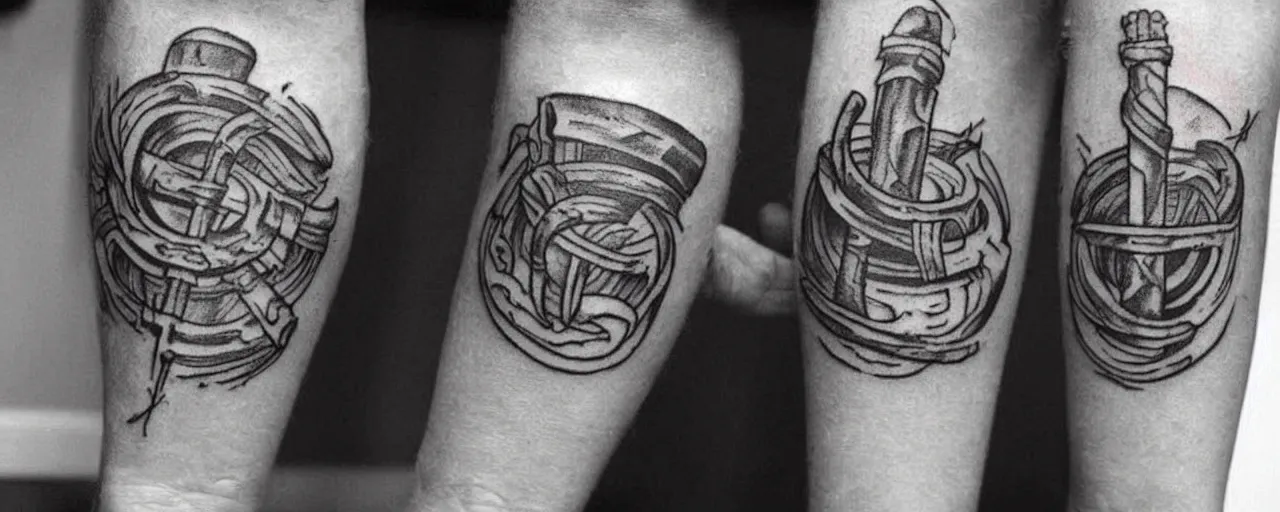 Image similar to Ugly tattoo of Thors Hammer from Nordic mythology