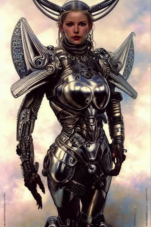 Prompt: realistic detailed facial portrait of a handsome futuristic nordic valkyrie alien cyberpunk minimal design style of alien armor by ayami kojima, amano, greg hildebrandt, alphonse mucha, and mark brooks, female, agile, feminine, sexy, art nouveau, cyberpunk, neo - gothic, gothic, character concept design,