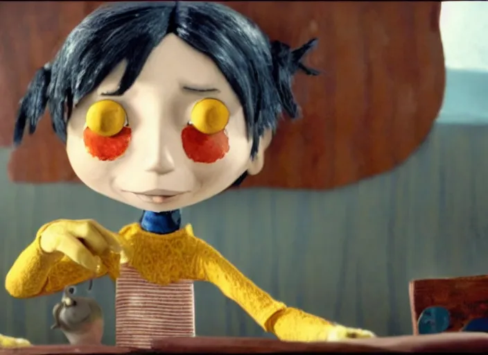 Image similar to a very high resolution image from a new movie. stop motion. coraline. directed by wes anderson