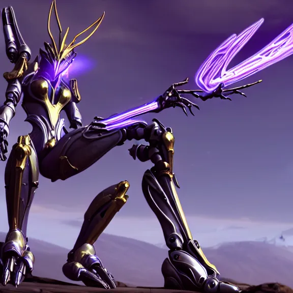Image similar to extremely detailed cinematic low ground shot of a giant 1000 meter tall beautiful stunning saryn prime female warframe goddess, that's an anthropomorphic hot robot mecha female dragon, silver sharp streamlined armor, detailed head, sharp claws, glowing Purple LED eyes, sitting cutely in the background, rump on top of a mountain below her, a tiny forest with a village in the foreground, in front of her, fog rolling in, dragon art, warframe fanart, Destiny fanart, micro art, macro art, giantess art, fantasy, goddess art, furry art, furaffinity, high quality 3D realistic, DeviantArt, Eka's Portal, HD, depth of field