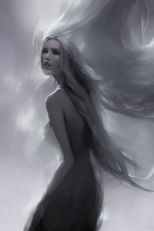 Image similar to ethereal woman, digital painting, Charlie Bowater, cgsociety, figurative art, digital painting, speedpainting, made of mist