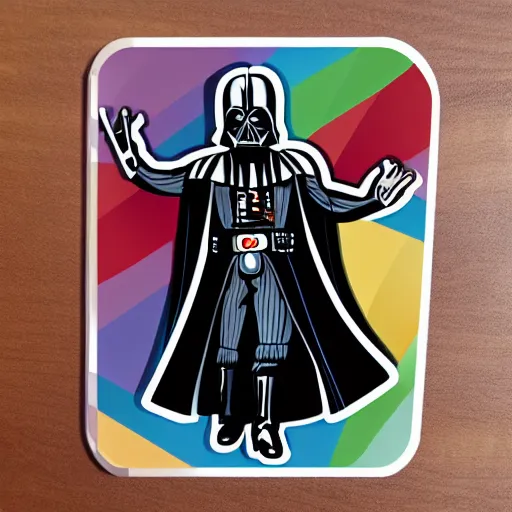 Prompt: a sticker illustration of darth vader with abs