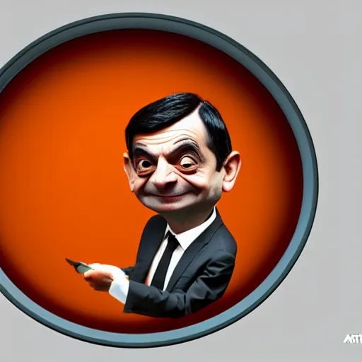 Image similar to mr bean is fused into a bowl of baked beans, artstation, cgsociety, 8 k