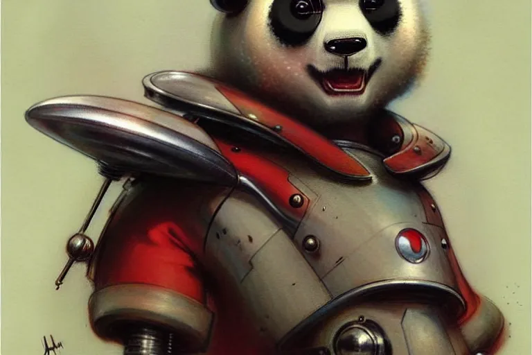 Prompt: adventurer ( ( ( ( ( 1 9 5 0 s retro future robot android panda. muted colors. ) ) ) ) ) by jean baptiste monge!!!!!!!!!!!!!!!!!!!!!!!!! chrome red