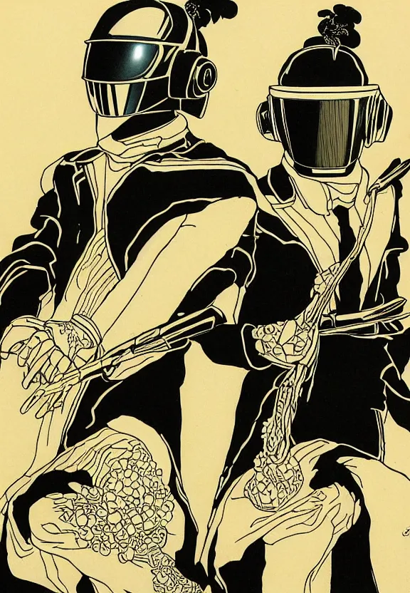 Image similar to daft punk by hokusai