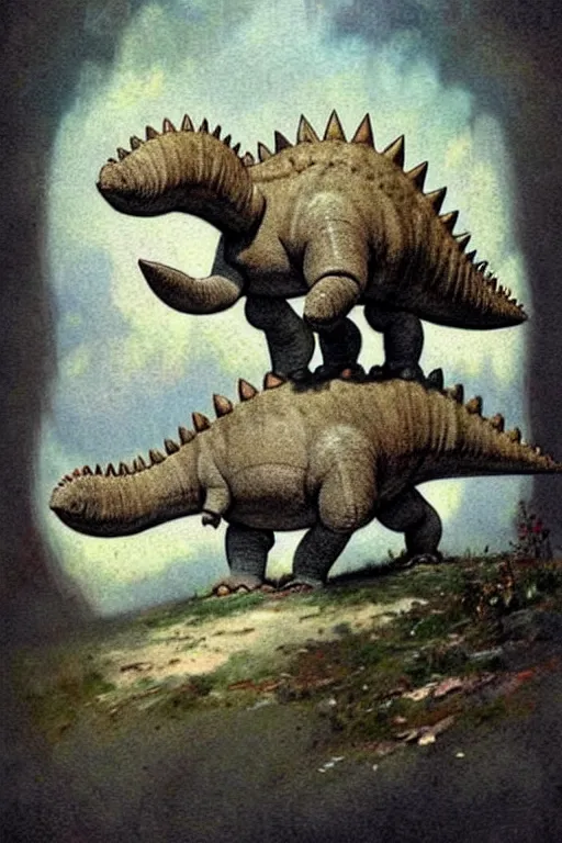 Image similar to (((((1950s stegosaurus . muted colors.))))) by Jean-Baptiste Monge !!!!!!!!!!!!!!!!!!!!!!!!!!!