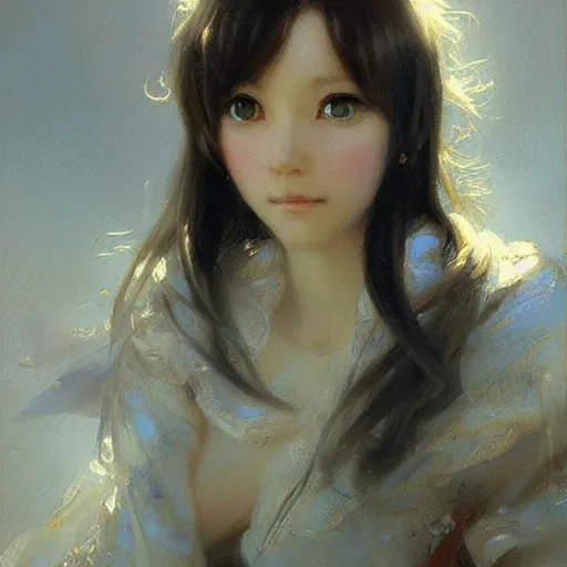 Prompt: realistic portrait of anime girl, chibi art, painting by gaston bussiere, craig mullins, j. c. leyendecker
