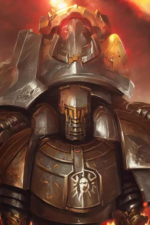 Image similar to armor portrait heros warhammer 4 0 k horus heresy fanart - the primarchs emperor by johannes helgeson animated with vfx concept artist & illustrator global illumination ray tracing hdr fanart arstation zbrush central hardmesh 8 k octane renderer