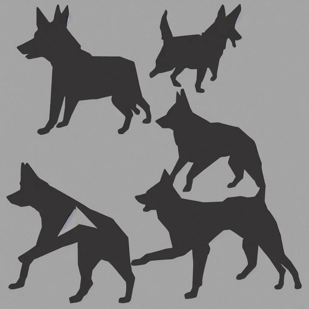 Image similar to illustration of chinese tangram of german shepherd silhouette, 2 d image