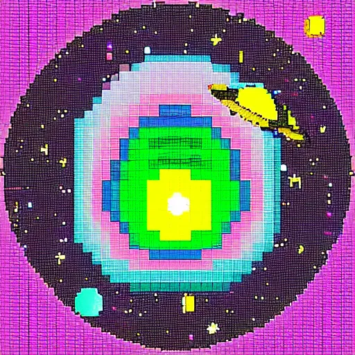 Image similar to planet in space, pixel art