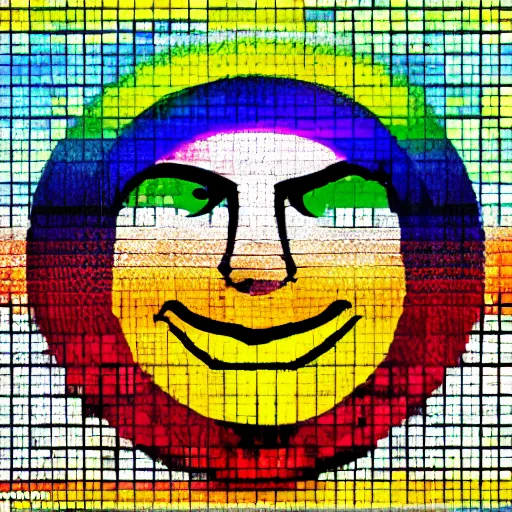Prompt: rainbow smiling happy sherlock holmes pop art.