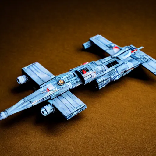 Image similar to luke skywalker, X wing starfighter, bokeh, macro photography