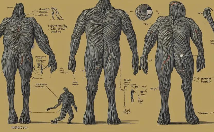 Image similar to scientific illustration of giant monster anatomy, how the legs would support the weight of a monster hundreds of tons heavy