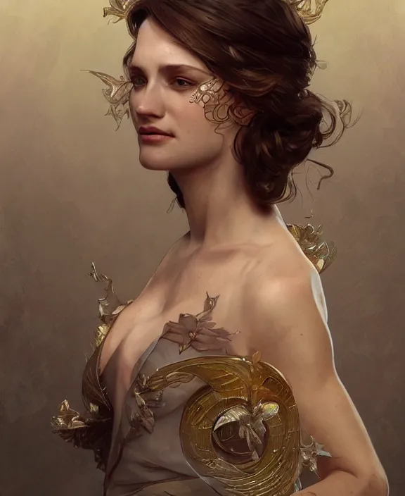 Image similar to portrait of katalin kariko, full body, intricate, elegant, highly detailed, digital painting, artstation, concept art, art by artgerm and greg rutkowski and alphonse mucha