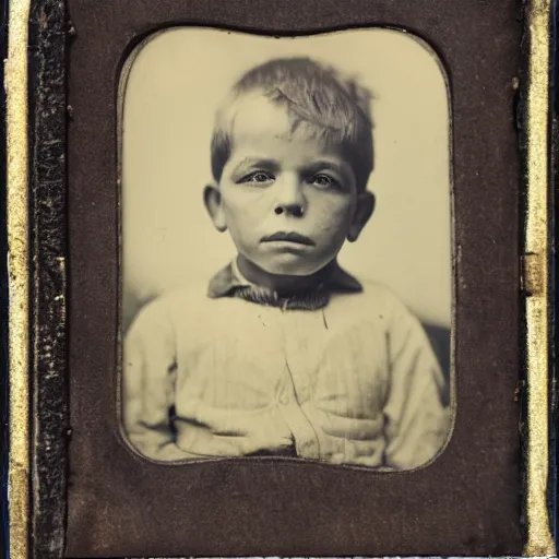 Image similar to facial portrait of a 3 year old boy, 1 9 1 9, ambrotype, by george s. cook, award winning