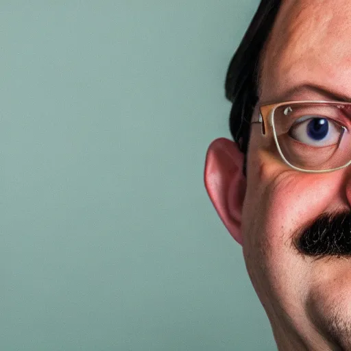 Prompt: an upclose portrait shot of bob belcher from bob's burgers in real life!, studio lighting, award winning photograph