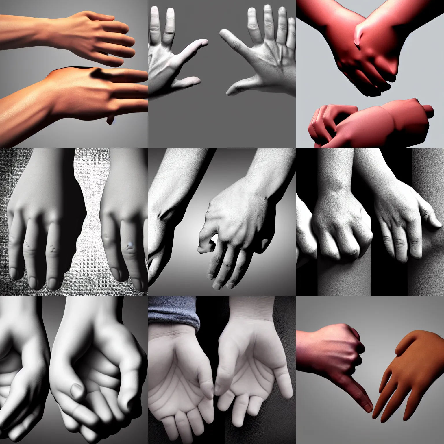 Prompt: both left and right hands wrists, subsurface scattering photo