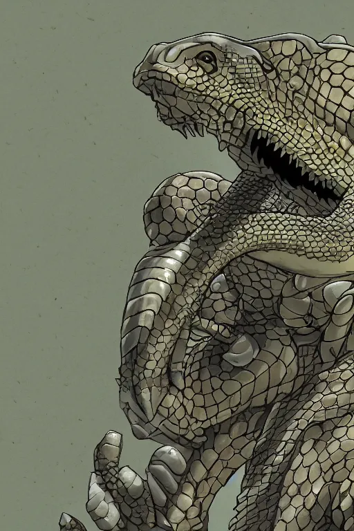 Image similar to lizardman, gray scales, anime, hd,