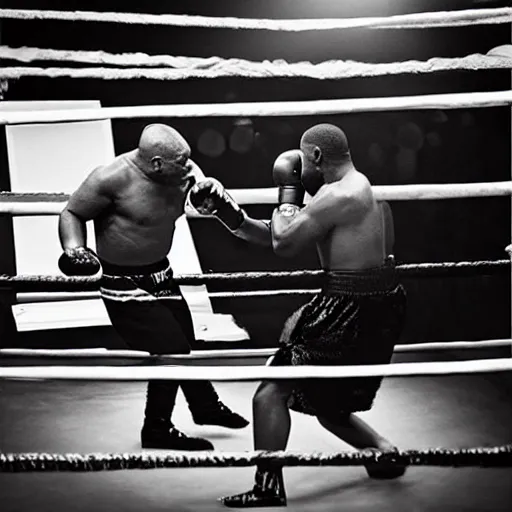 Image similar to “Mike Tyson fighting a bear in a boxing ring, 4k photograph, award winning”