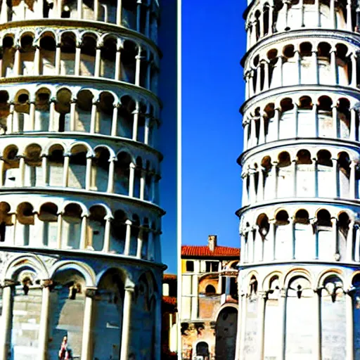 Image similar to Leaning tower of pisa split in half