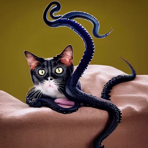 Prompt: an octopus - cat - hybrid, animal photography