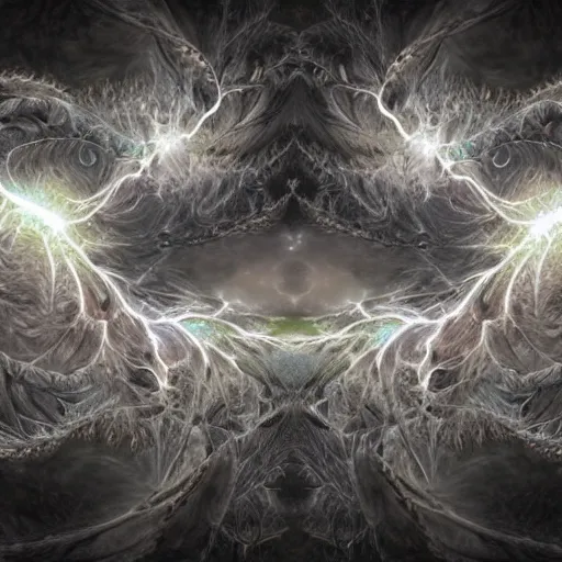 Image similar to fantasy art hyper realistic ai created interesting bizarre fractal lightning storm fantastic art award winning best ultra detailed magnificent