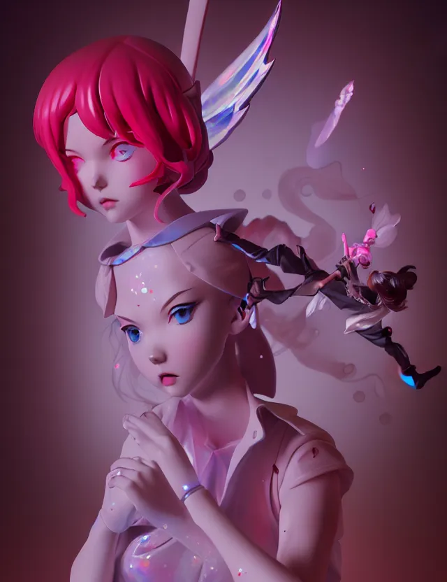 Image similar to james jean, ilya kuvshinov isolated magical girl vinyl figure, figure photography, glitter accents on figure, holographic undertones, anime stylized, high detail, ethereal lighting, rim light, expert light effects on figure, sharp focus, dramatic composition and glowing effects unreal engine, octane, editorial awarded character design