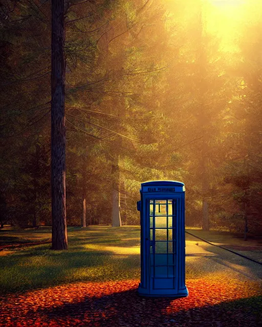 Prompt: american phone booth with antenna in the woods, hyper realism, cinematic, volumetric lighting, octane render, unreal engine, 8 k, concept art, digital art, deviantart artstation,