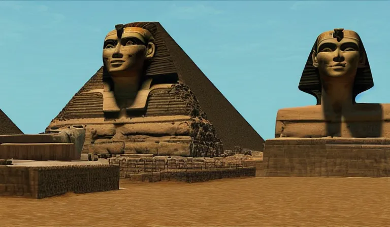 Image similar to GTA clone set in Ancient Egypt, 3DCG, PS2, by Tadanori Yokoo