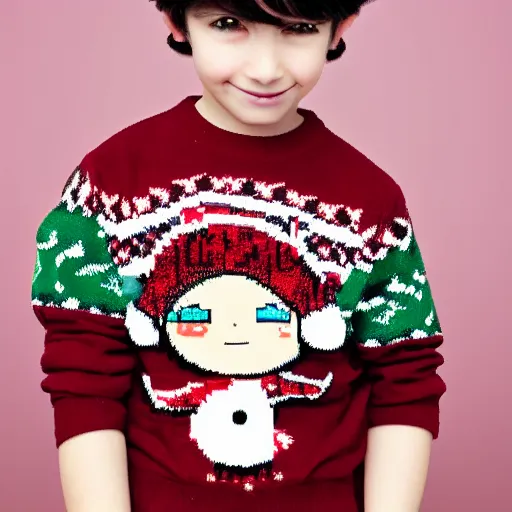 Prompt: anime boy wearing a christmas jumper highly detailed, smooth, sharp focus