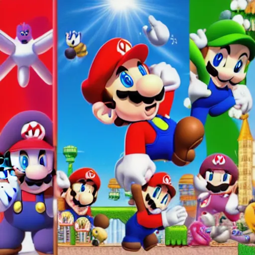 Image similar to super mario brothers and kirby super star ultra movie poster with pokemon super smash bros and princess peach star wars theme pokemon style detailed and accurate eyes