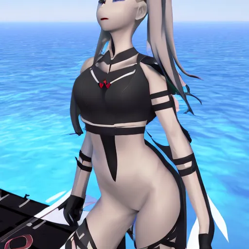 Prompt: Northern Princess Abyssal Aviation Battleship (Installation), character from Kantai Collection in vrchat.