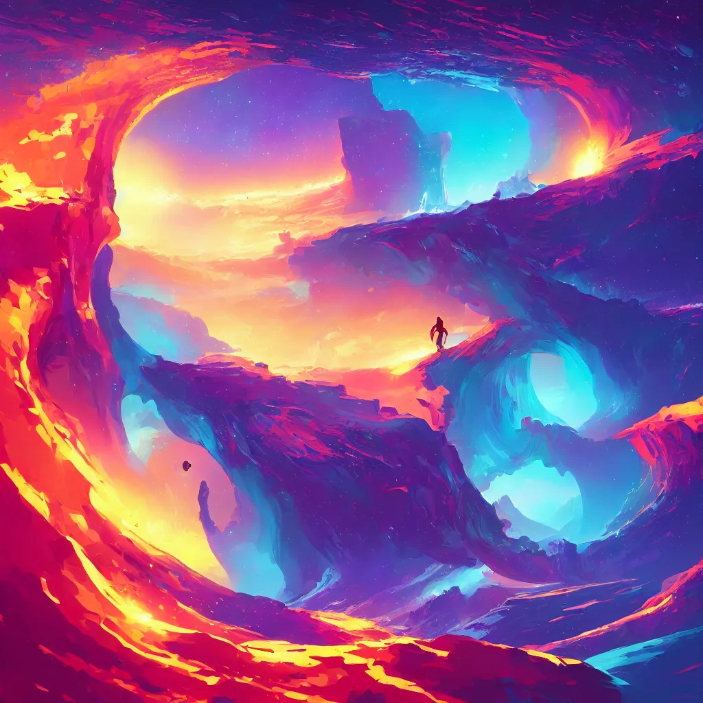 Prompt: a galaxy key, water wave, ornate and intricate, glowing nether portal, by anton fadeev, by rhads, 4 k